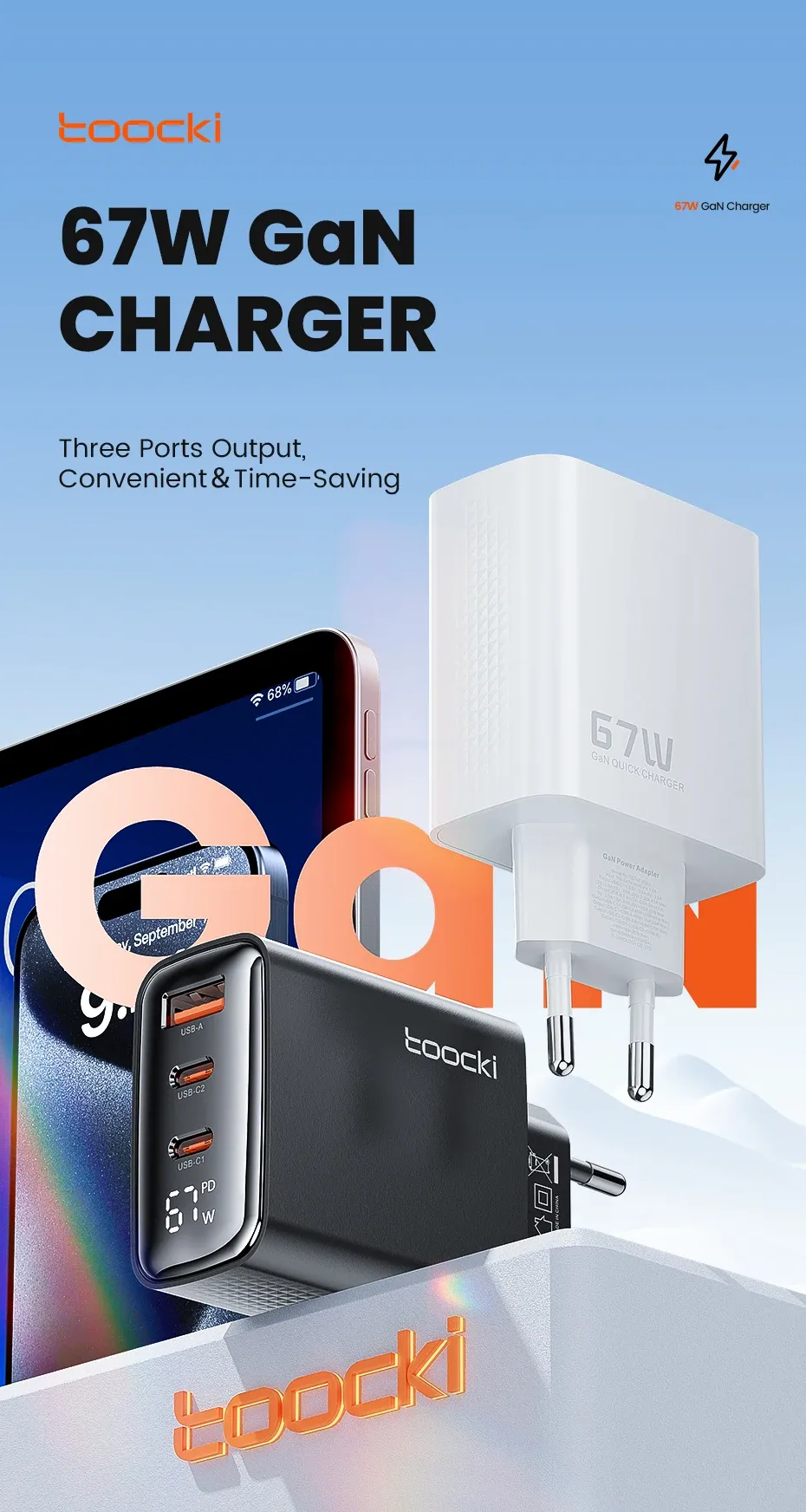 Toocki GaN USB-C Fast Charger with Digital Display