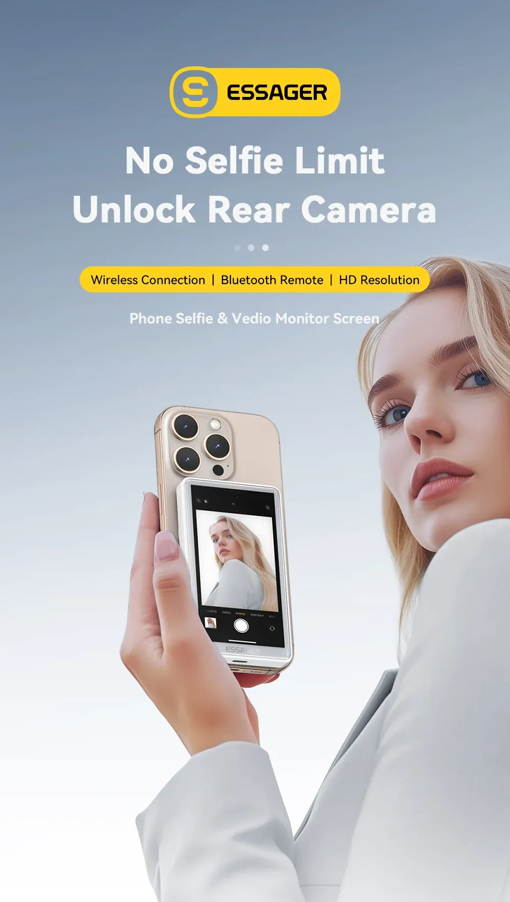 Essager Wireless Magnetic Rear Camera Selfie Monitor