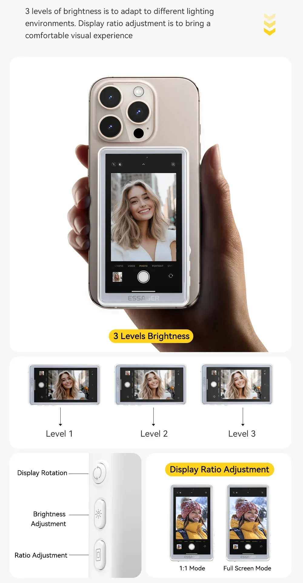 Essager Wireless Magnetic Rear Camera Selfie Monitor