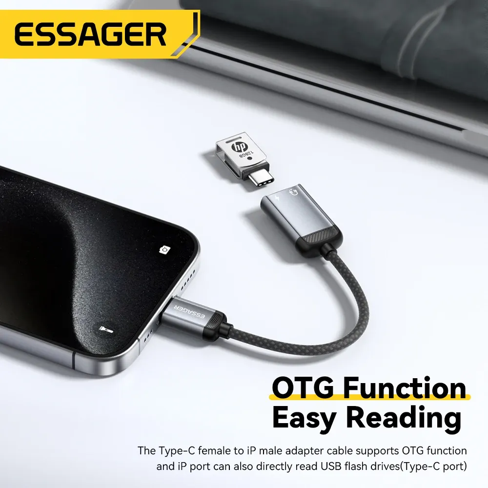 Essager Type-C to Lightning Audio OTG Adapter Cable