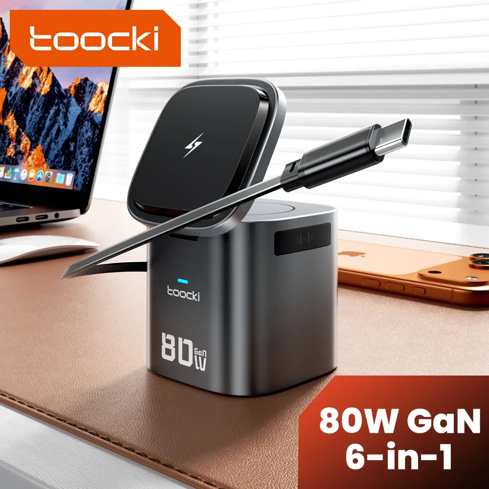 Toocki 80W 6-in-1 GaN Retractable Wireless Charging Station