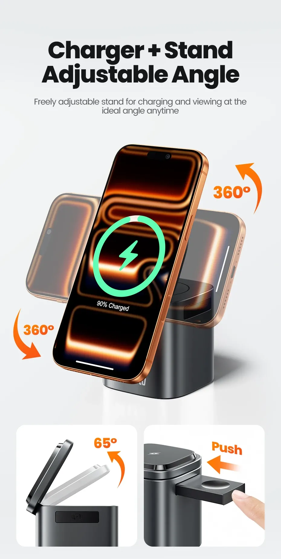 Toocki 80W 6-in-1 GaN Retractable Wireless Charging Station