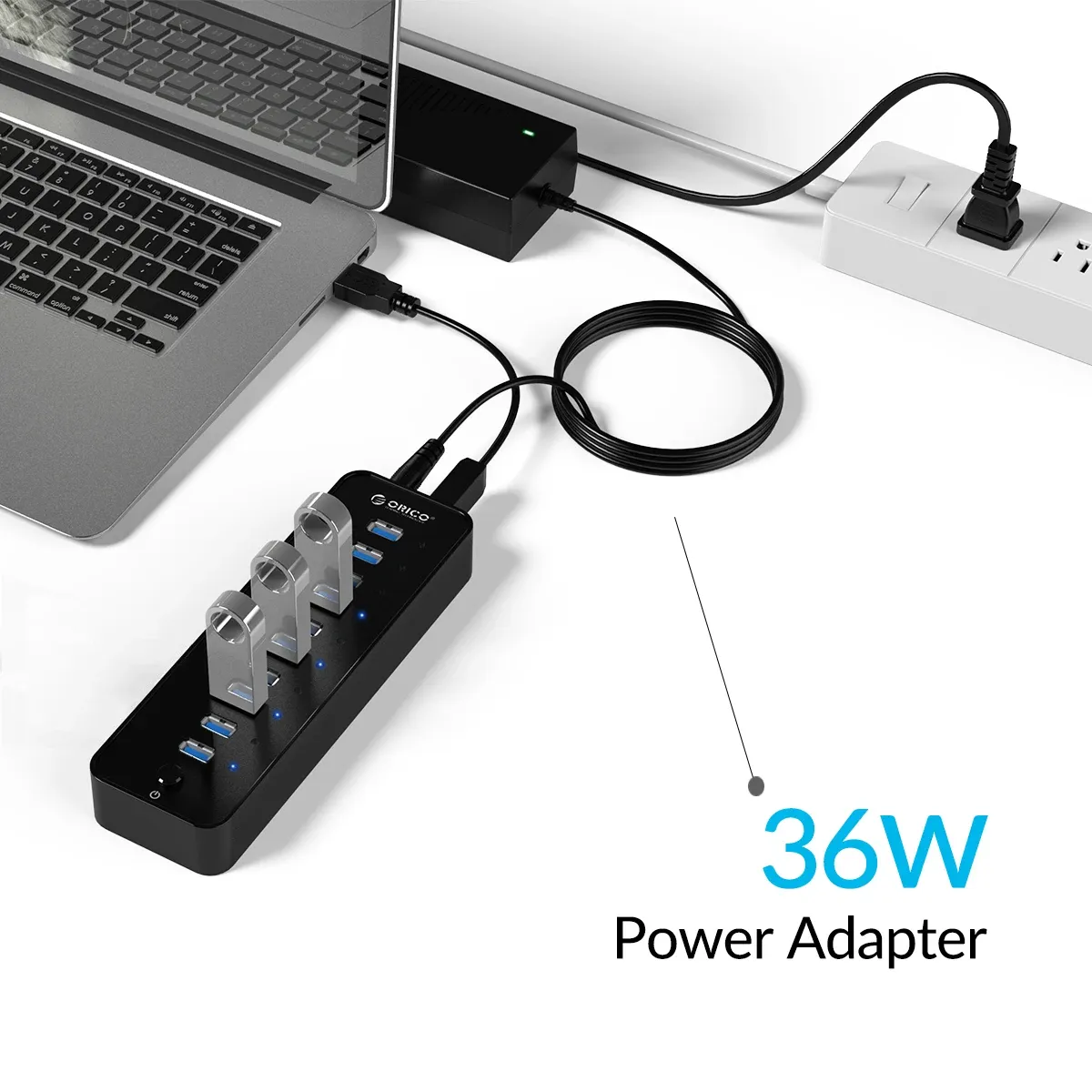 ORICO P10 10-Port Powered USB 2.0 Hub