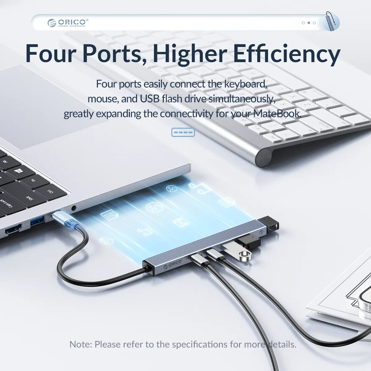 Orico Aluminum 4-Port USB-C Hub with PD60W and SD/TF Reader