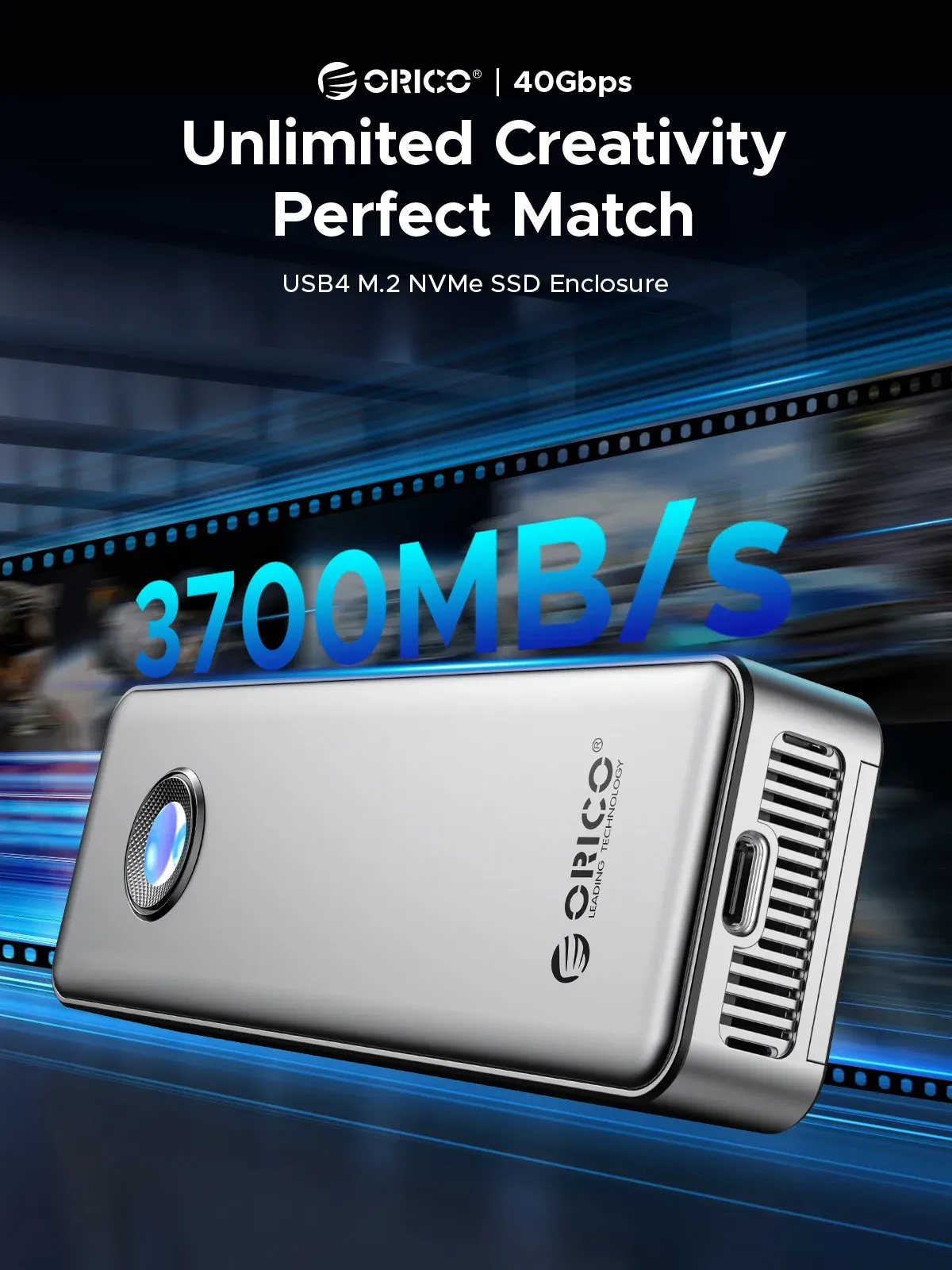 Orico USB4 40Gbps M.2 NVMe SSD Enclosure with Cooling Fan