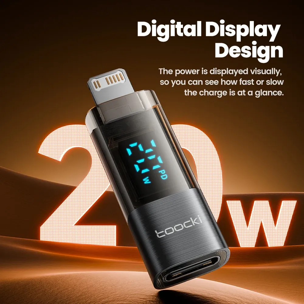 Toocki USB-C OTG Lightning Adapter with PD Display