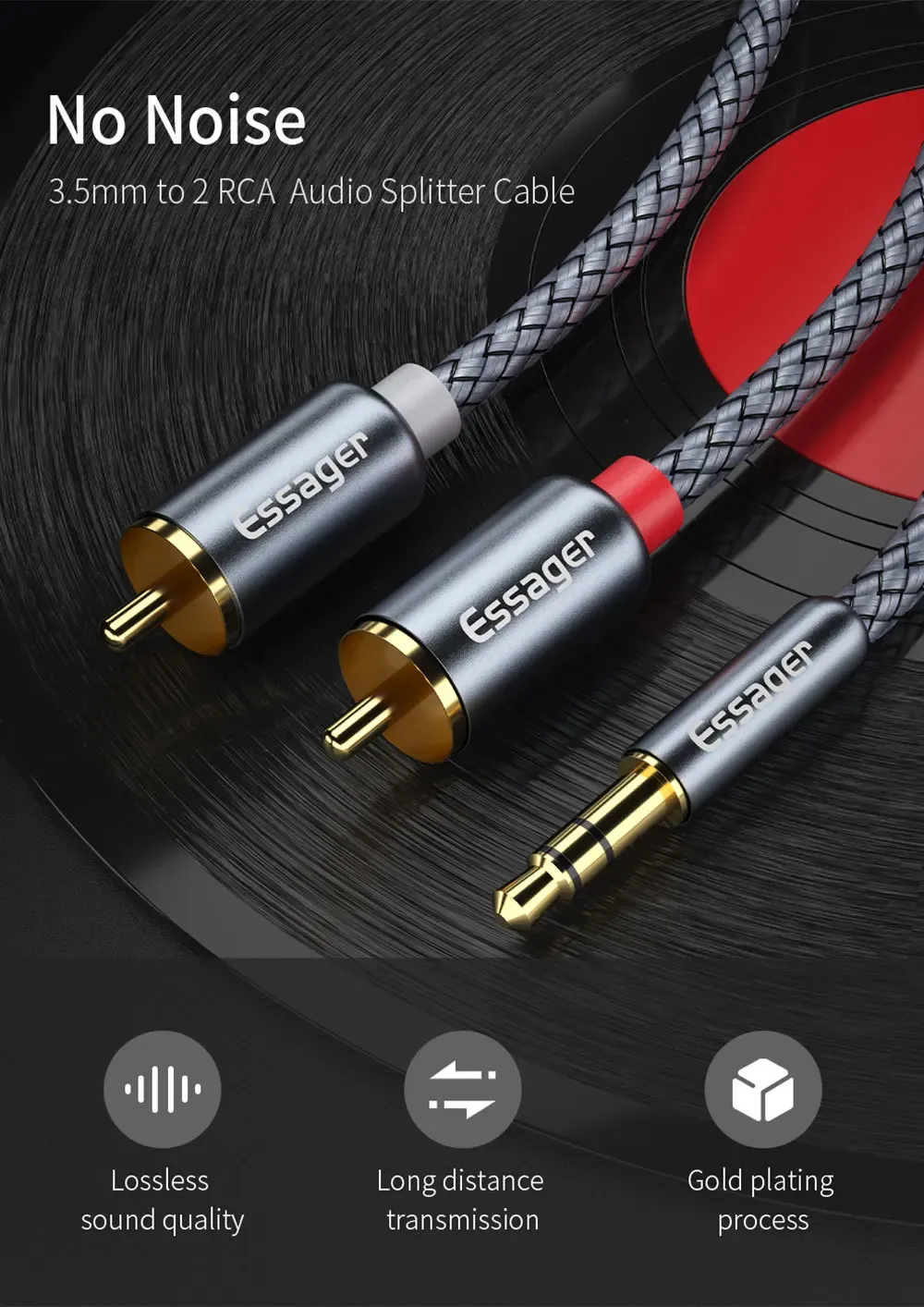 Essager 3.5mm to 2 RCA Stereo Audio Cable