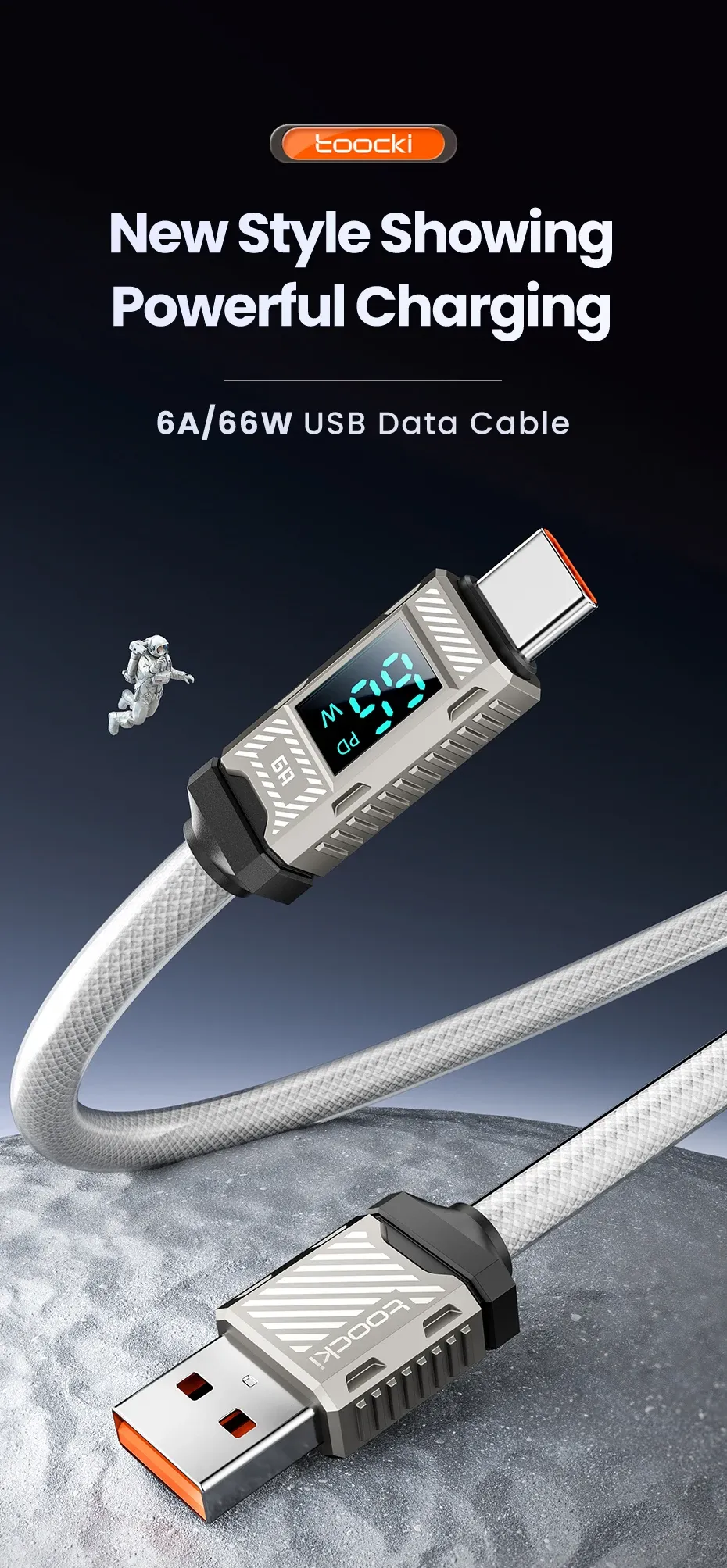Toocki 66W USB-C Display Fast Charging Cable