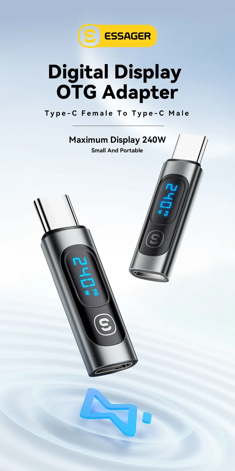 Essager USB-C OTG Adapter with Power Display