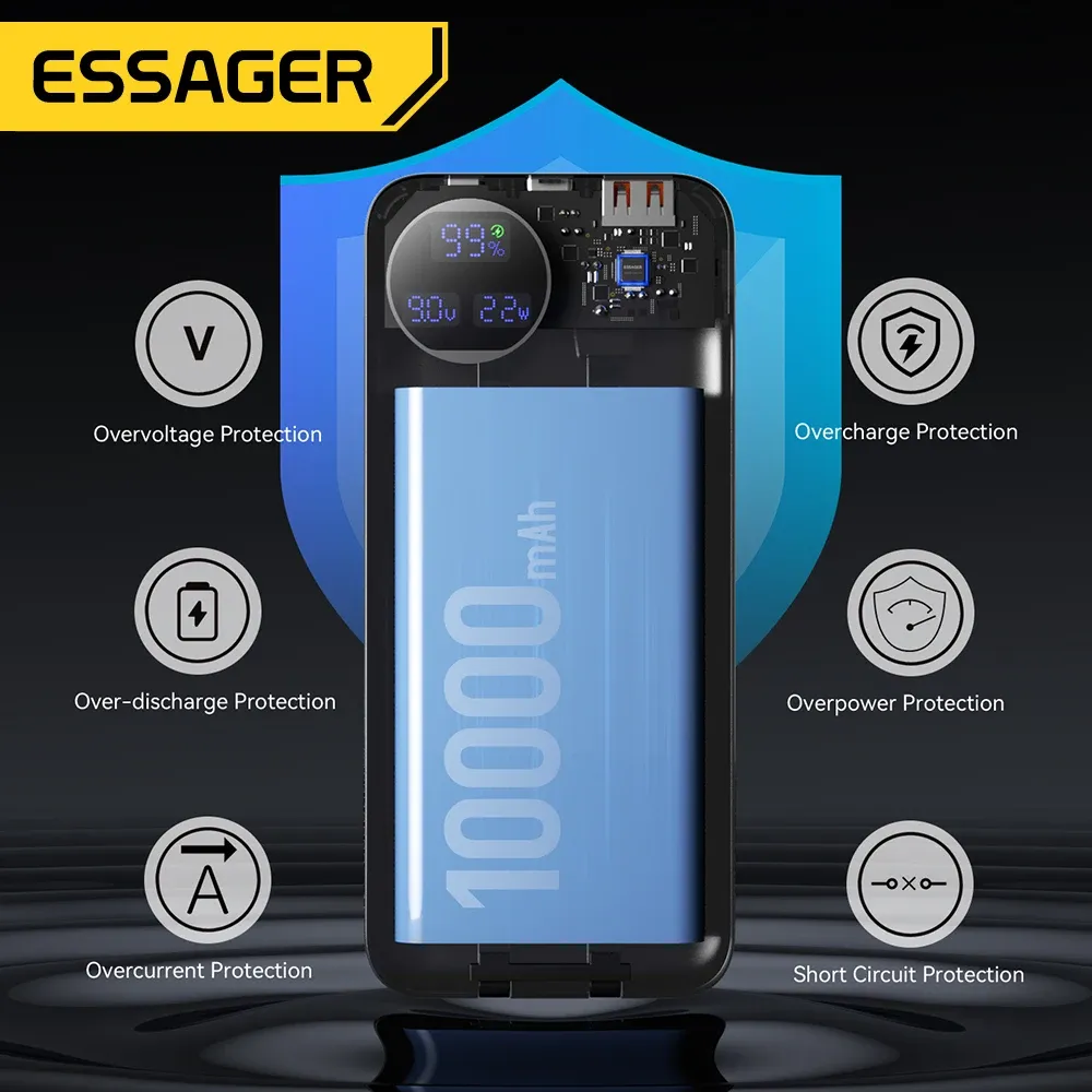 Essager 20000mAh 22.5W Built-In Cable Power Bank