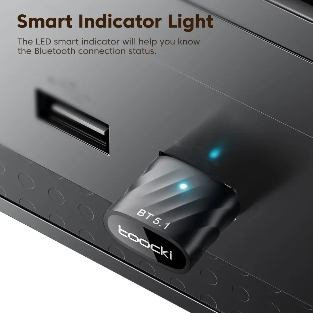 Toocki USB Bluetooth 5.1 Audio Dongle for PC and Accessories