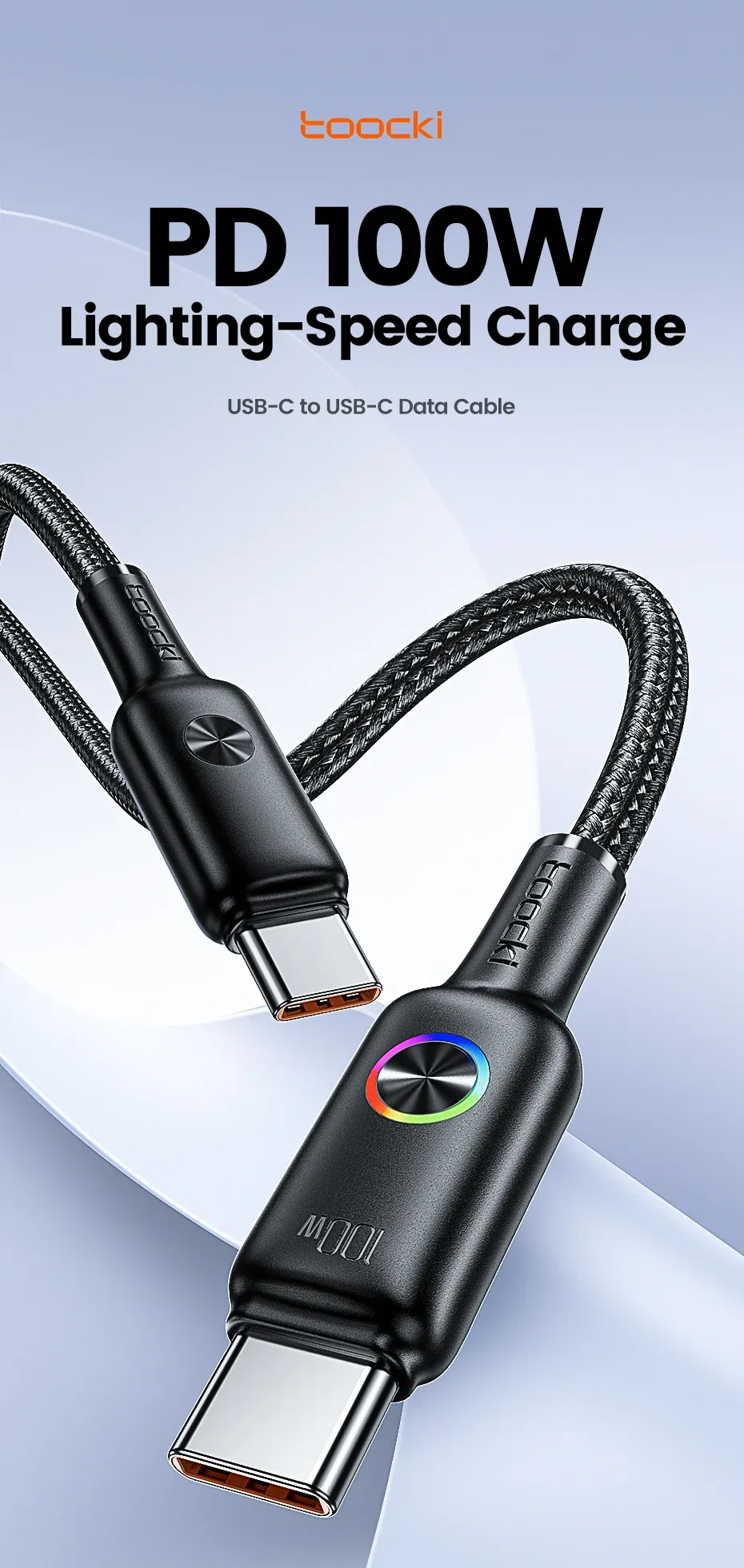 Toocki 100W LED USB-C Fast Charging Cable