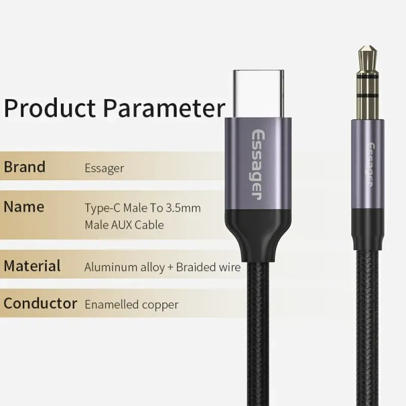 Awei USB-C to 3.5mm AUX Audio Adapter Cable