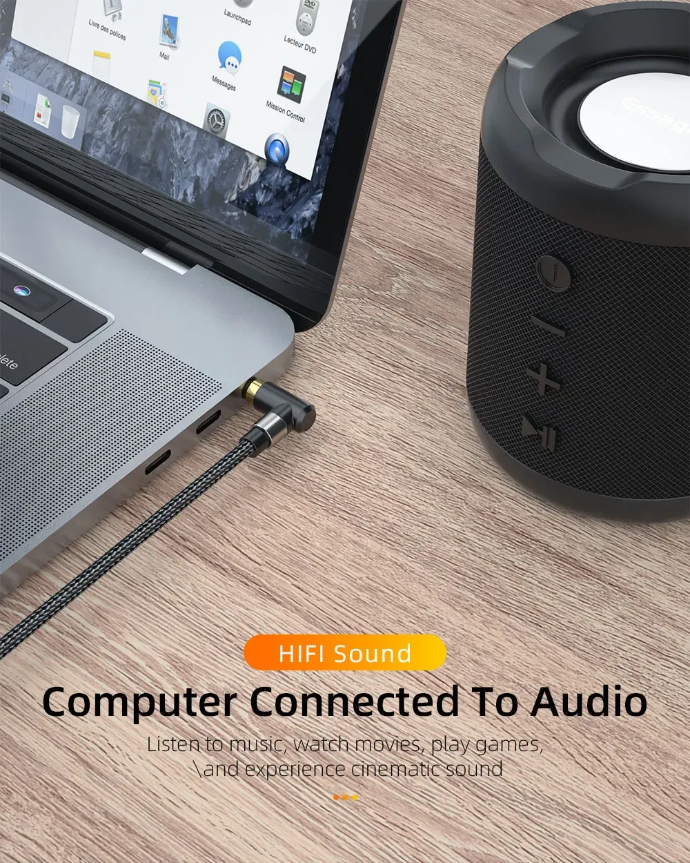 Essager 3.5mm Right-Angle AUX Audio Cable, 1.5m