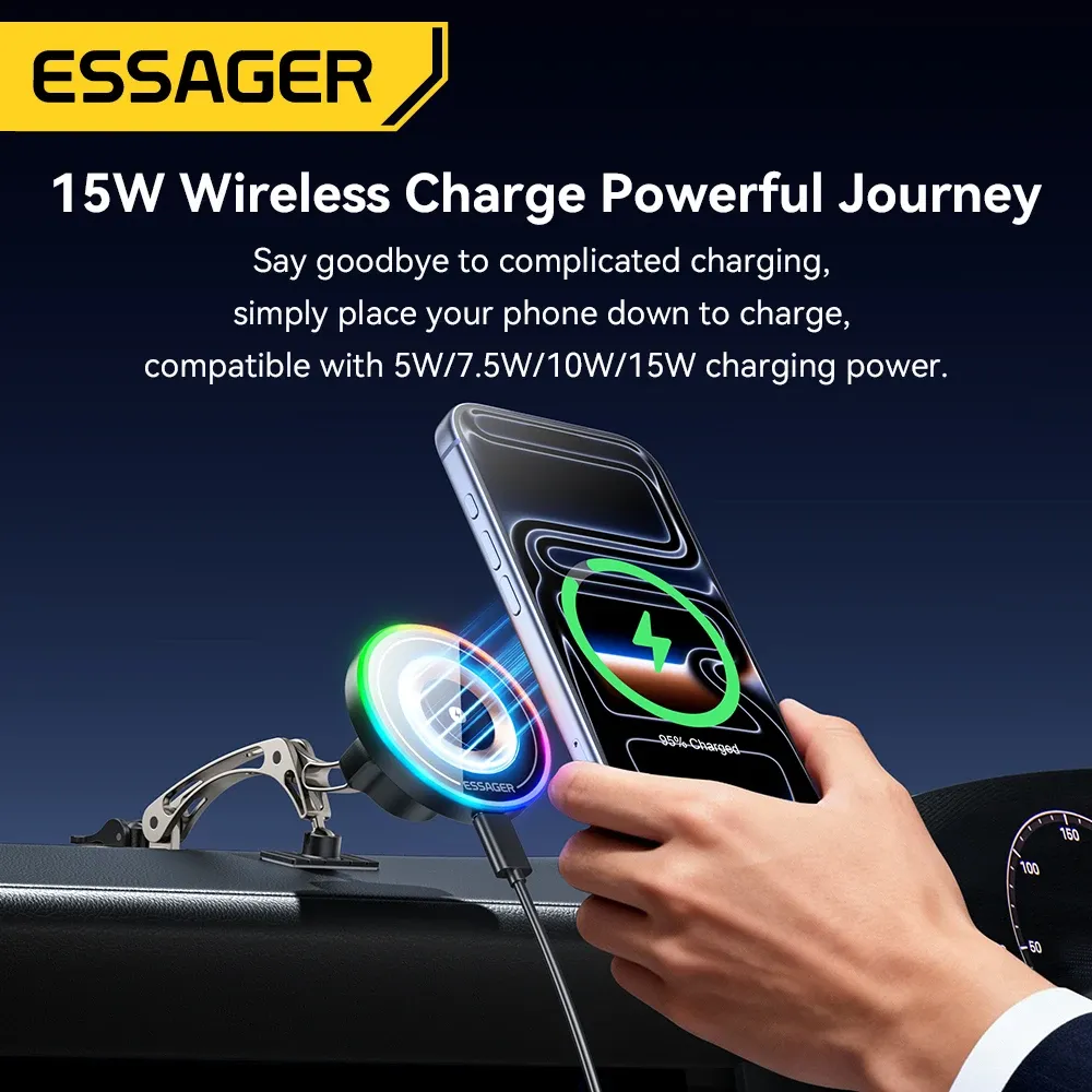 Essager 15W Magnetic Wireless Car Charger Mount with 360° Rotation