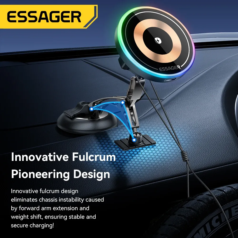 Essager 15W Magnetic Wireless Car Charger Mount with 360° Rotation