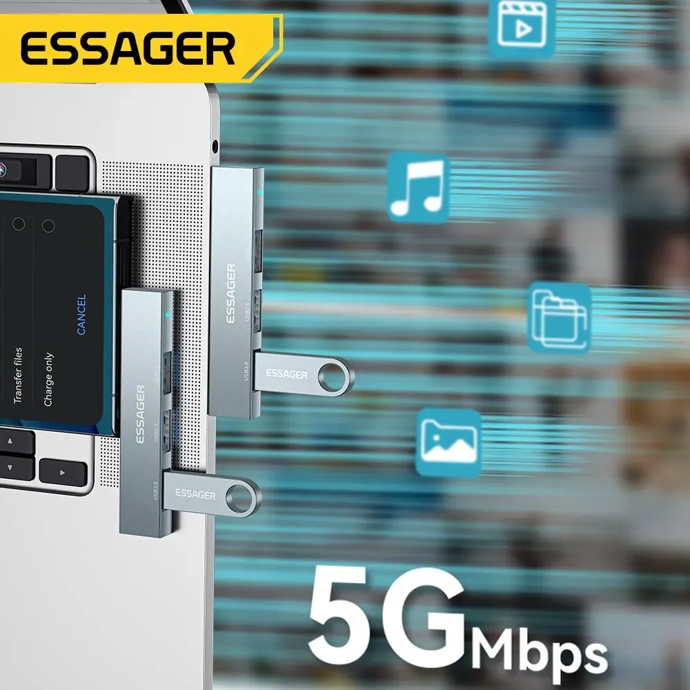 Essager 3-Port USB-C to USB 3.0 Hub Adapter