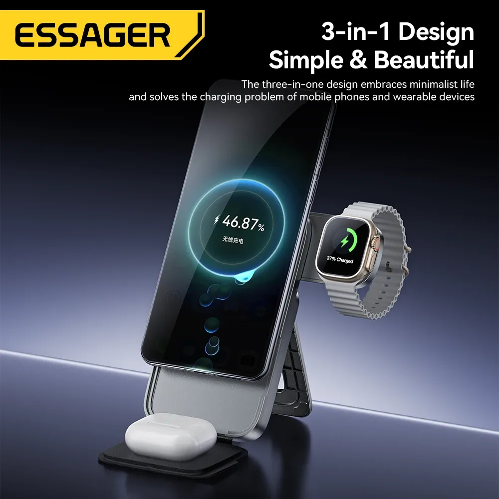 Essager 3-in-1 Folding Magnetic Wireless Charging Stand 15W