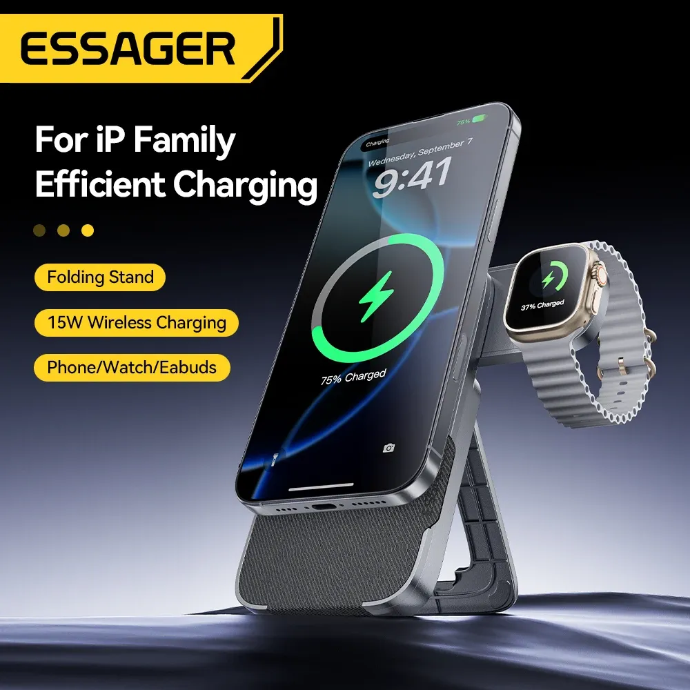 Essager 3-in-1 Foldable Magnetic Wireless Charging Stand