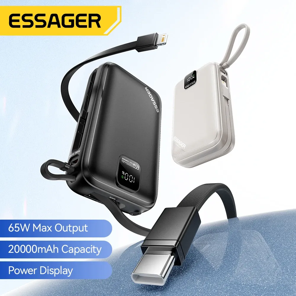 Essager 65W 20,000mAh Built-In Cable Power Bank