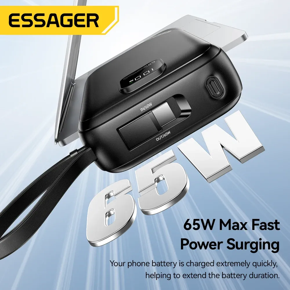 Essager 65W 20,000mAh Built-In Cable Power Bank