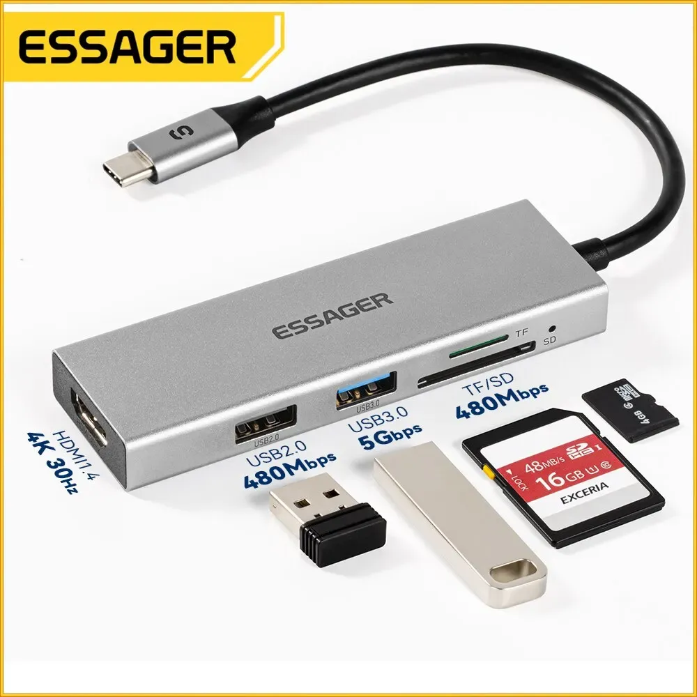 Essager 5-in-1 USB-C Hub with 4K HDMI and USB 3.0