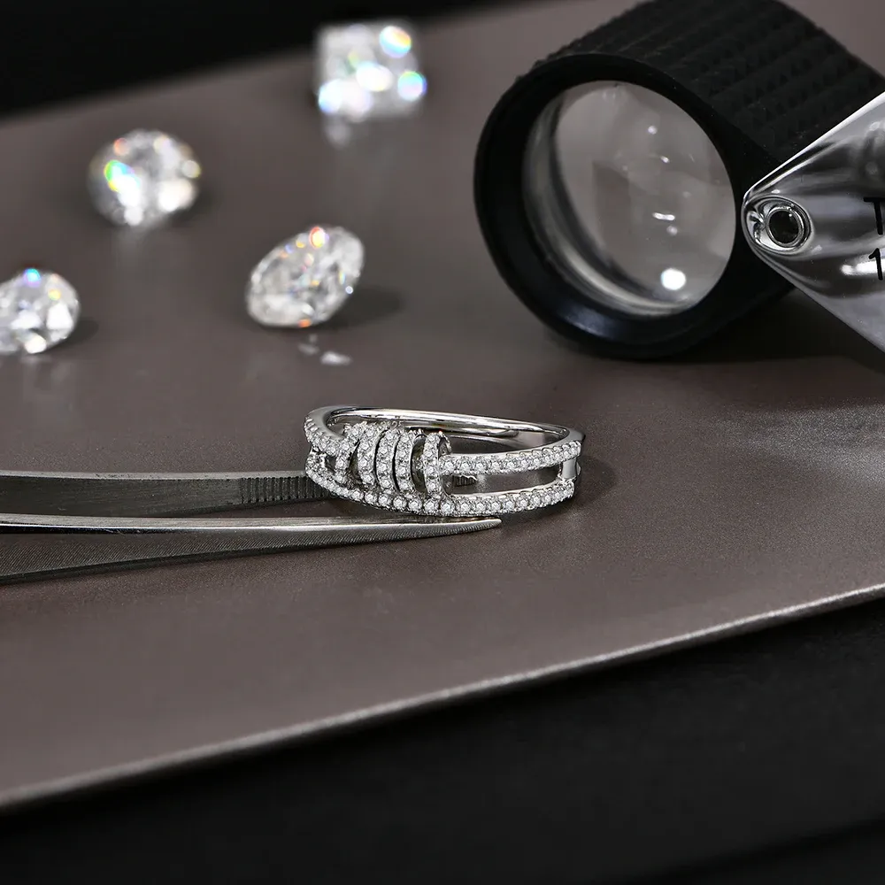 Custom Moissanite 925 Sterling Silver Wedding Band