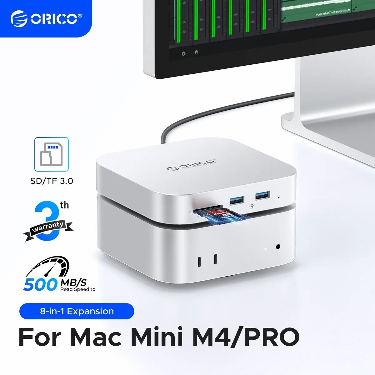 Orico Mac Mini M4 8-Port USB-C Docking Bracket Hub