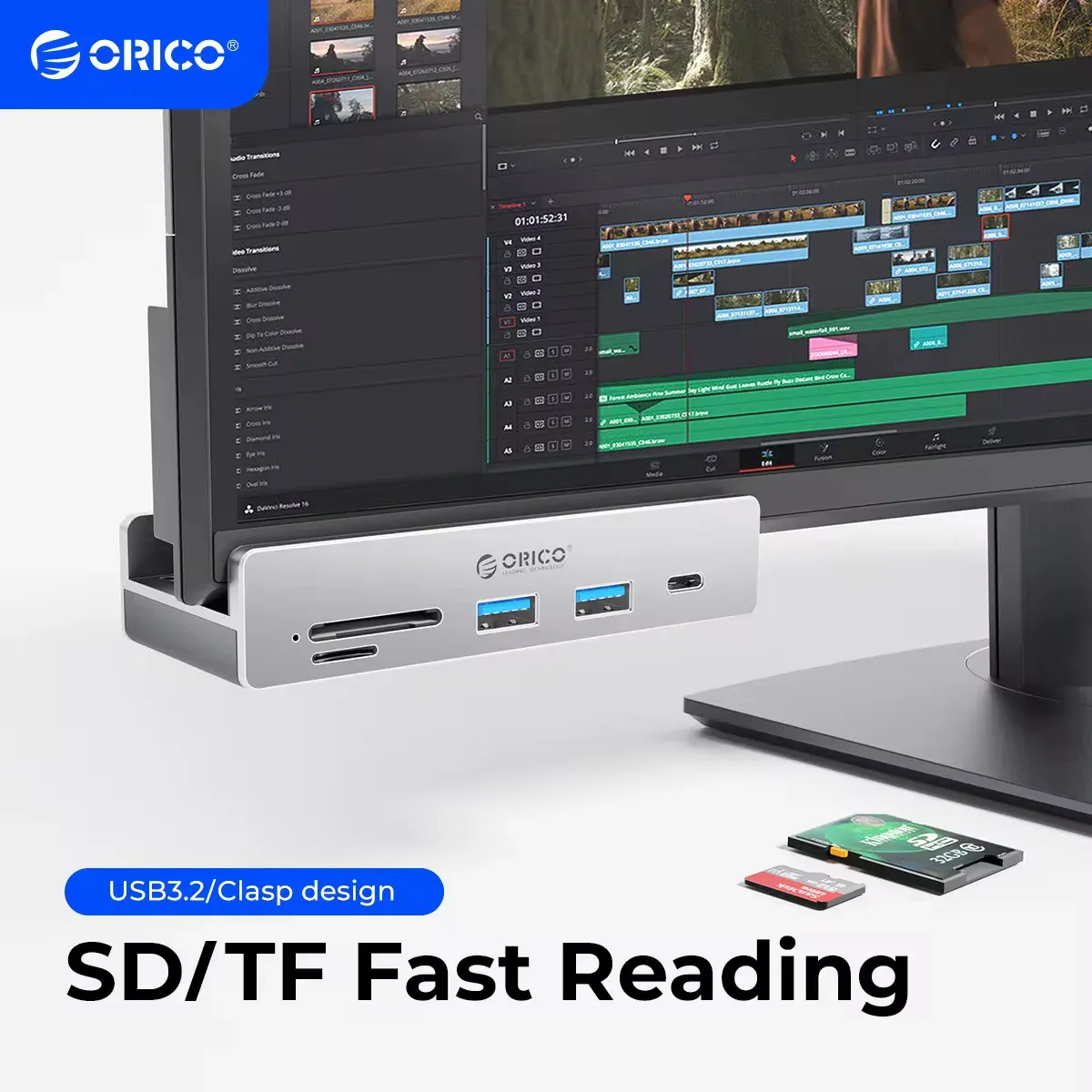 Orico 6-Port 10Gbps USB-C Hub with SD and TF Reader