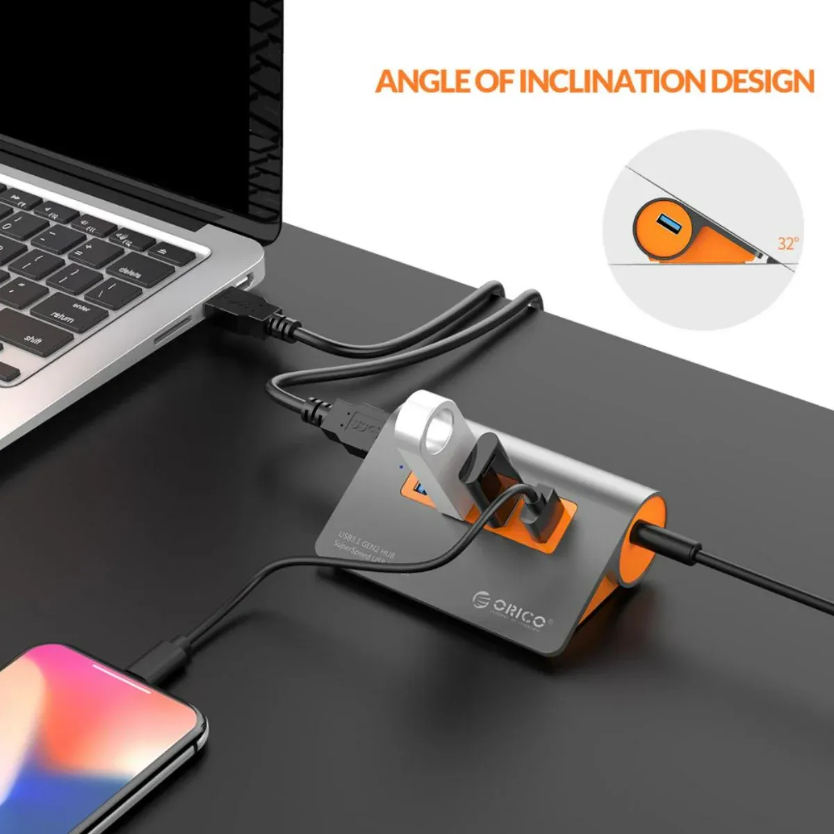 Orico 4-Port USB 3.1 Gen2 Powered Aluminum Hub