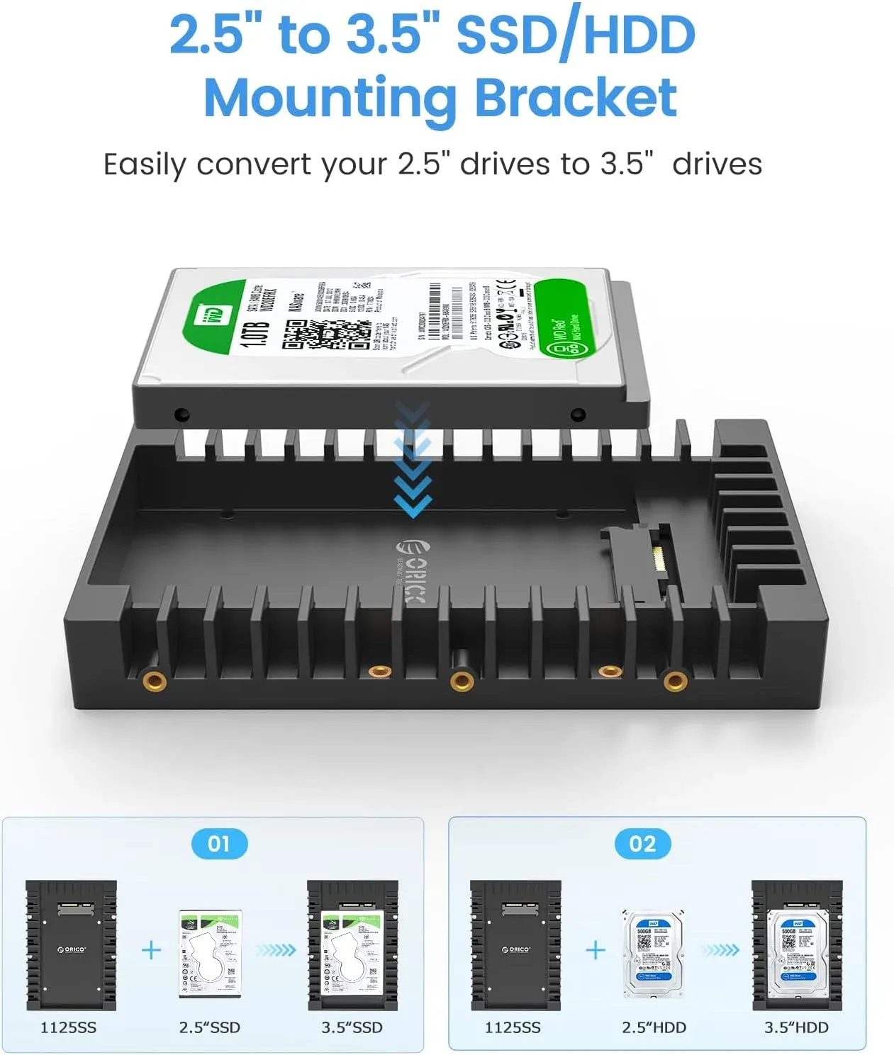 Orico 2.5 to 3.5 Inch SATA Drive Bay Adapter Bracket