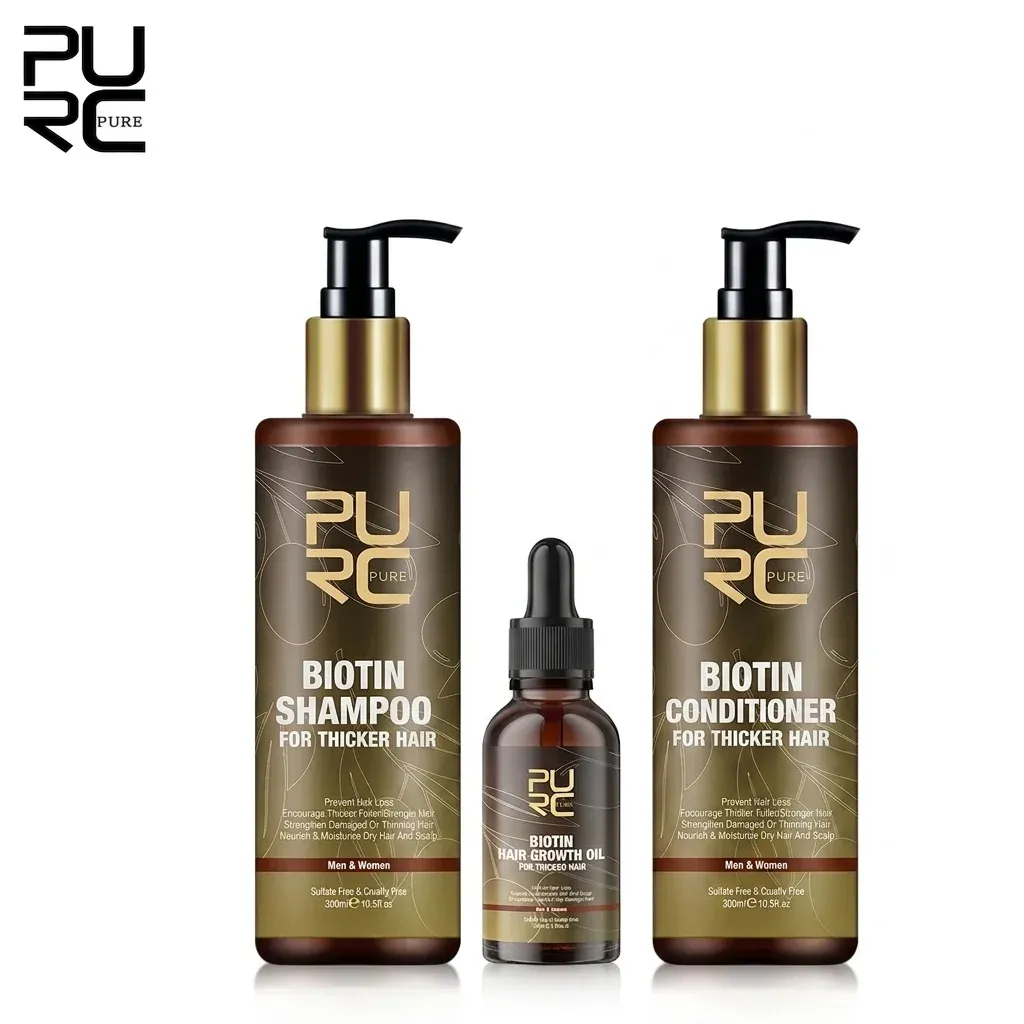 PURC biotin shampoo conditioner and oil set